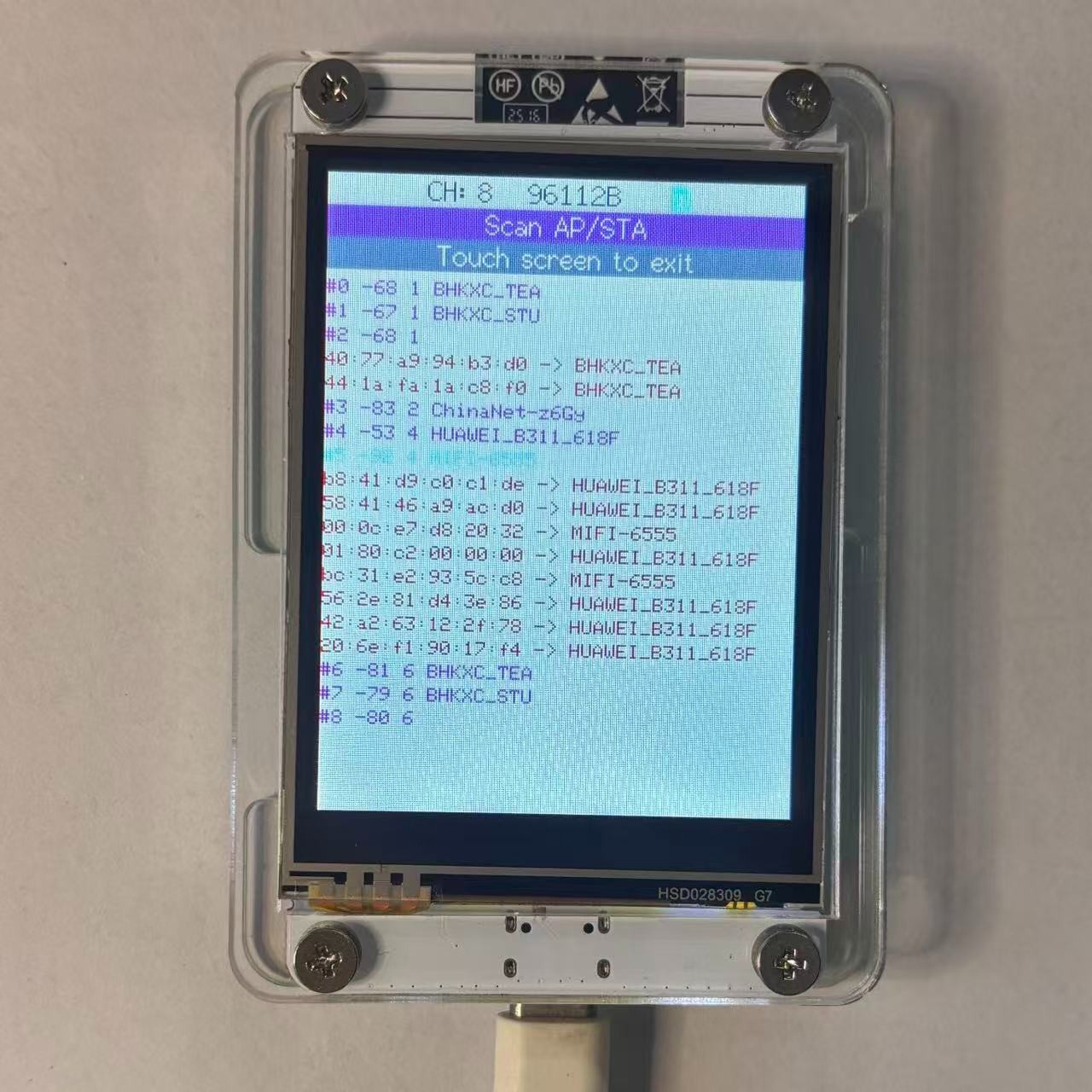ESP32 Marauder WiFi BT Network Monitor 2.8" Touch Screen RSSI Data Readout