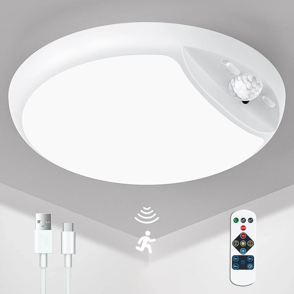 Rechargeable Motion Sensor Ceiling Light with Remote,Battery Powered Wireless Sh