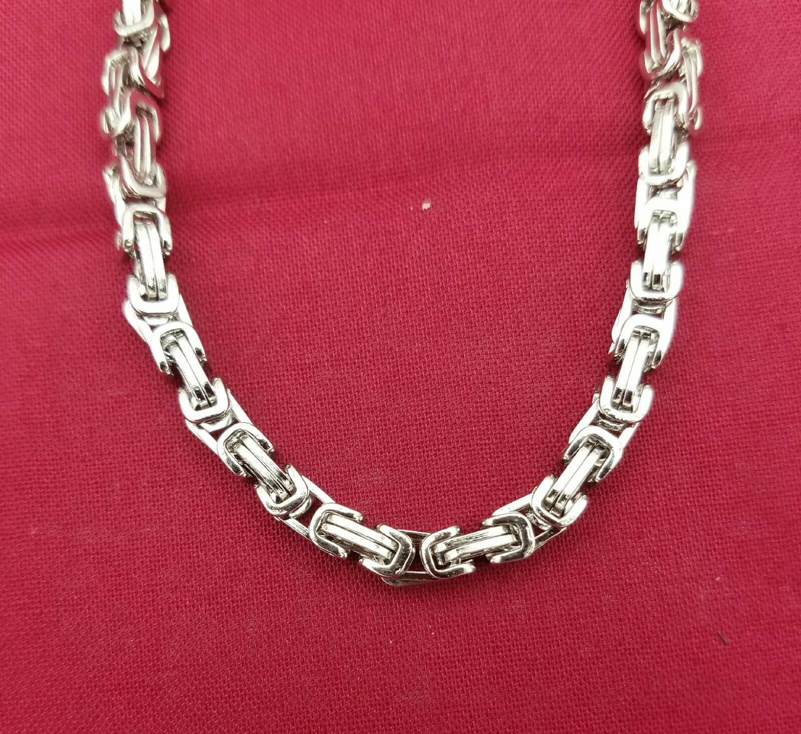 16"-50" STAINLESS STEEL SILVER 4MM ,6MM, 8MM BYZANTINE TURKISH BOX NECKLACE