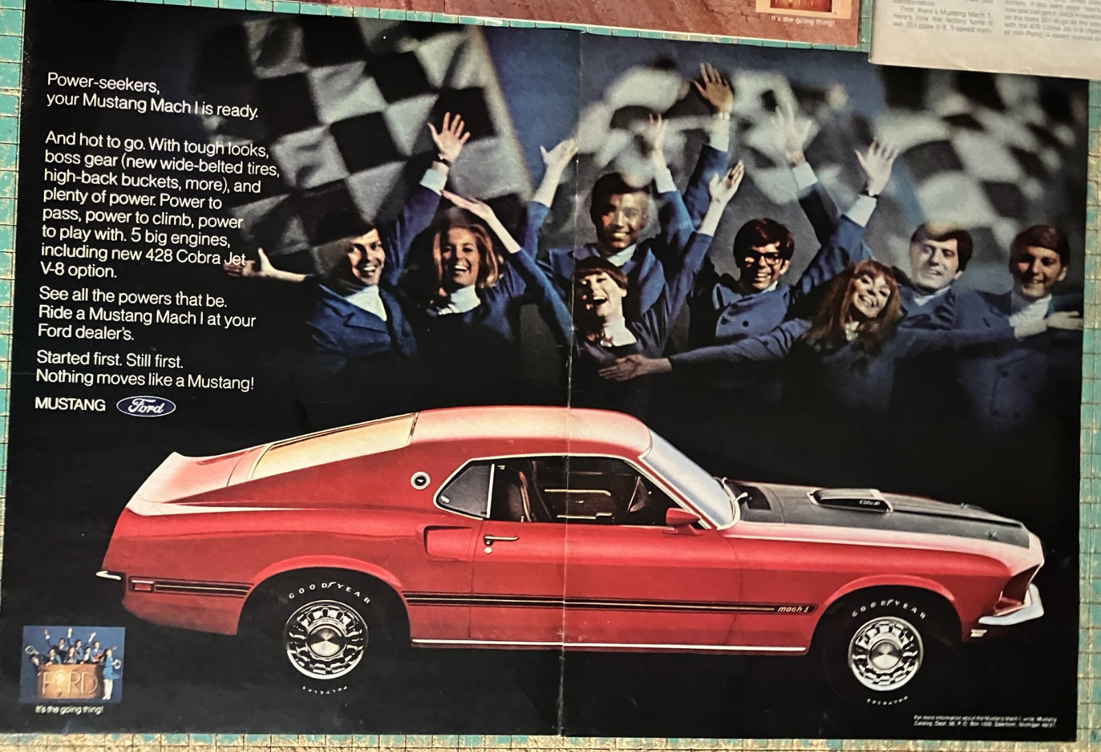 Lot of 3 1969 Ford Mustang Mach 1 V8 428 Cobra Jet *Original* car ad print c