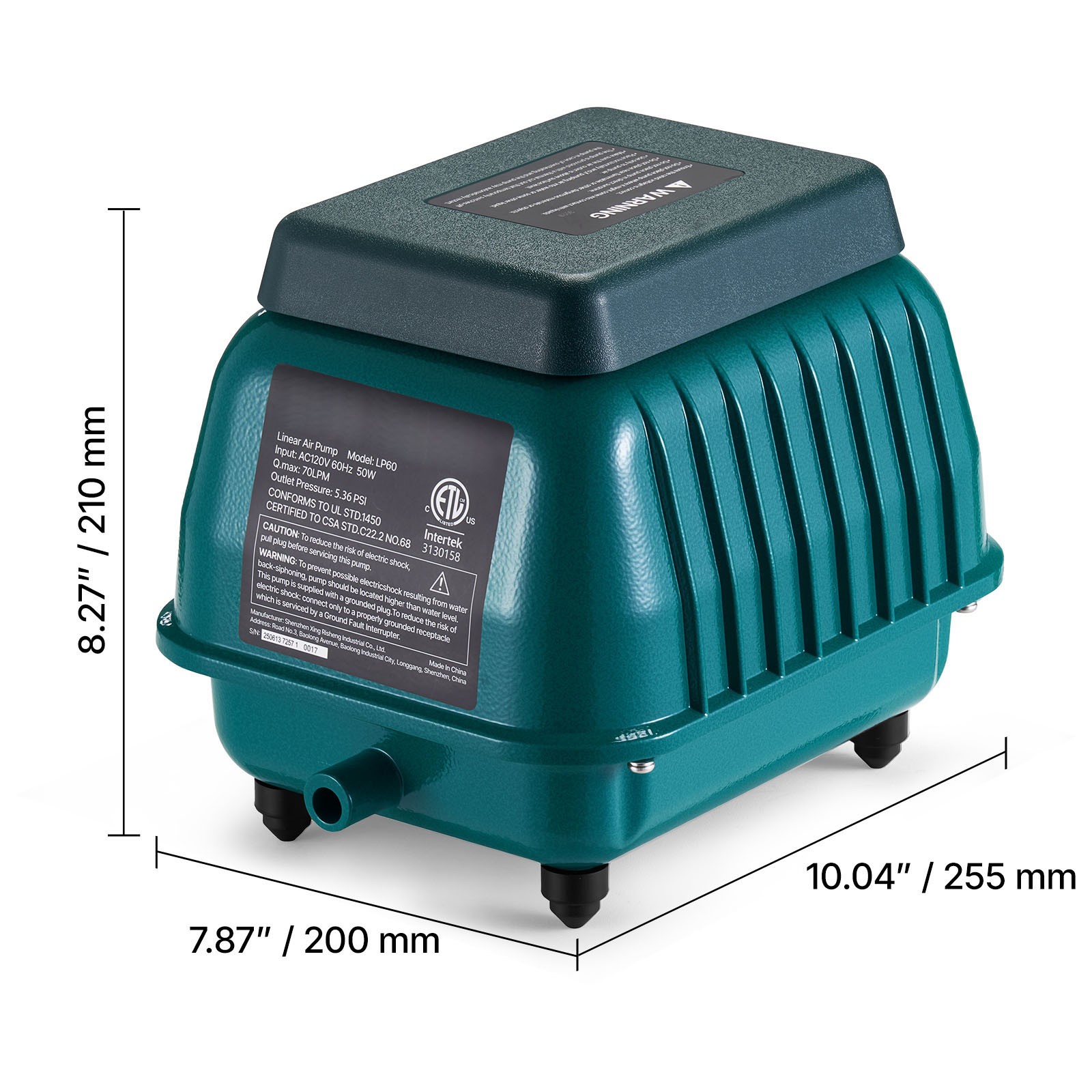 Uimoso Linear Air Pump for Septic Systems & Deep Pond Aeration 1110 GPH Capacity
