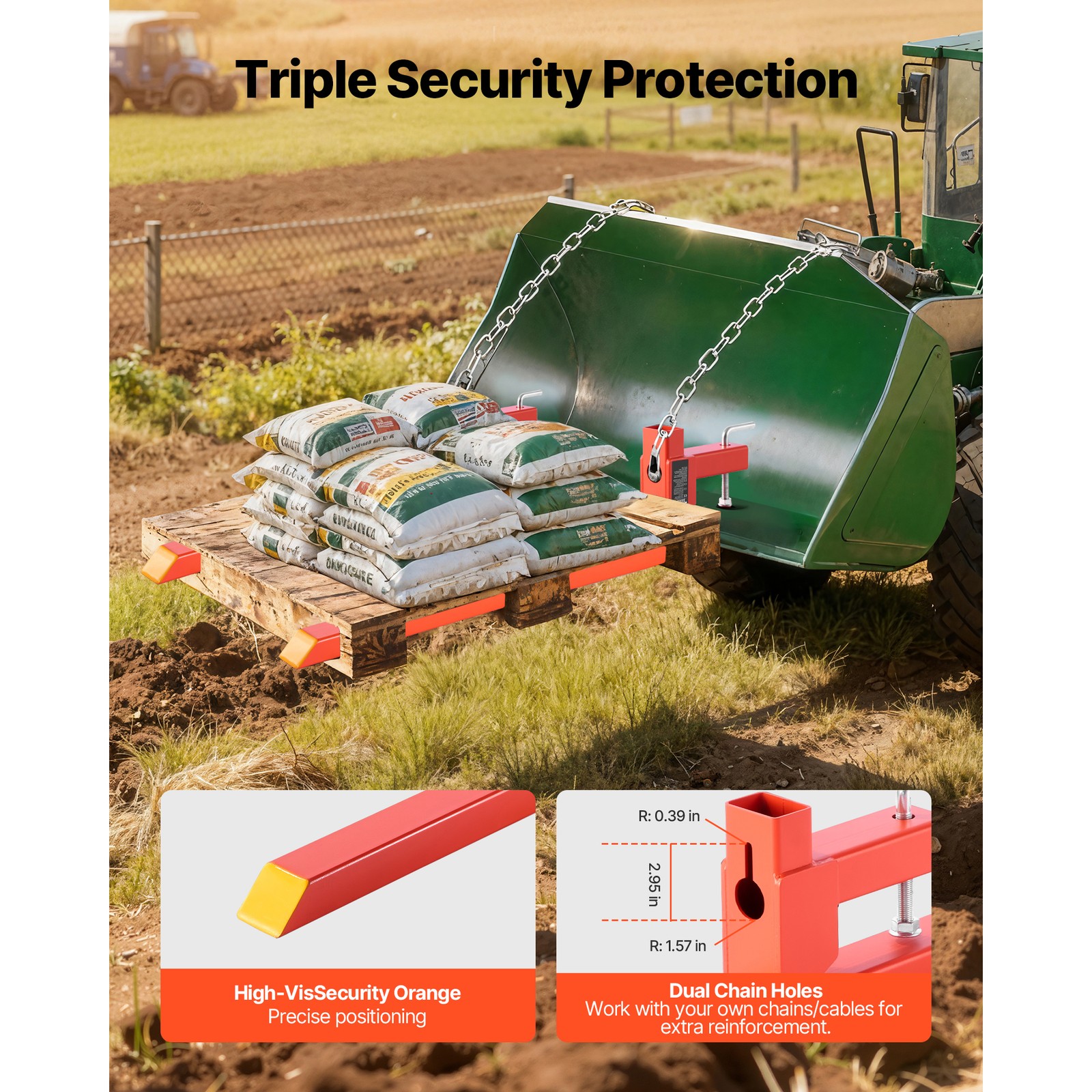 Uimoso 2000 lbs 43" Clamp on Pallet Forks Quick Attach Tractor Forks