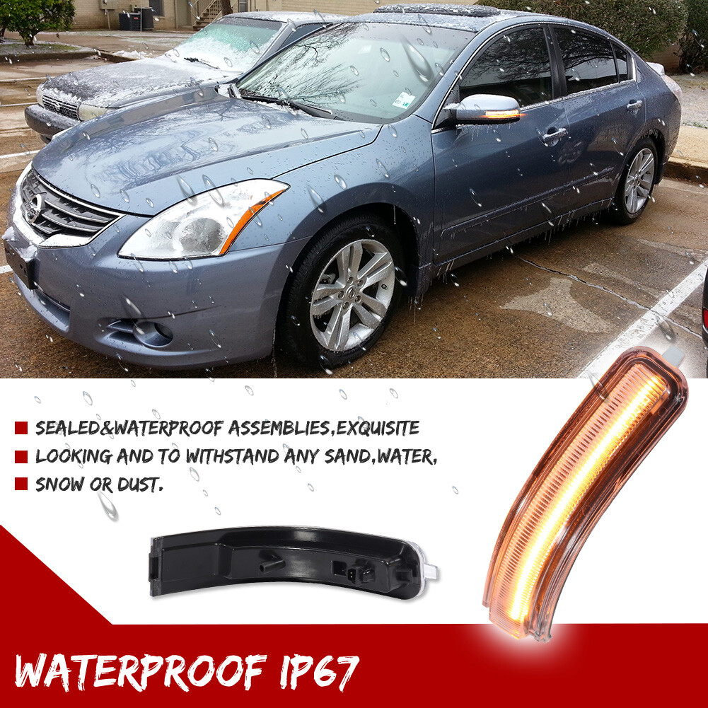 Clear Sequential Amber LED Side Mirror Signal Lights For 2009-2014 Nissan Maxima