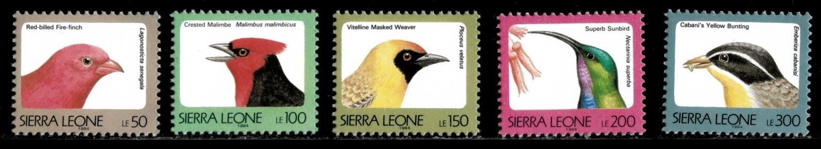 Sierra Leone 1994 - Birds - Set of 5 Definitive Stamps - MNH