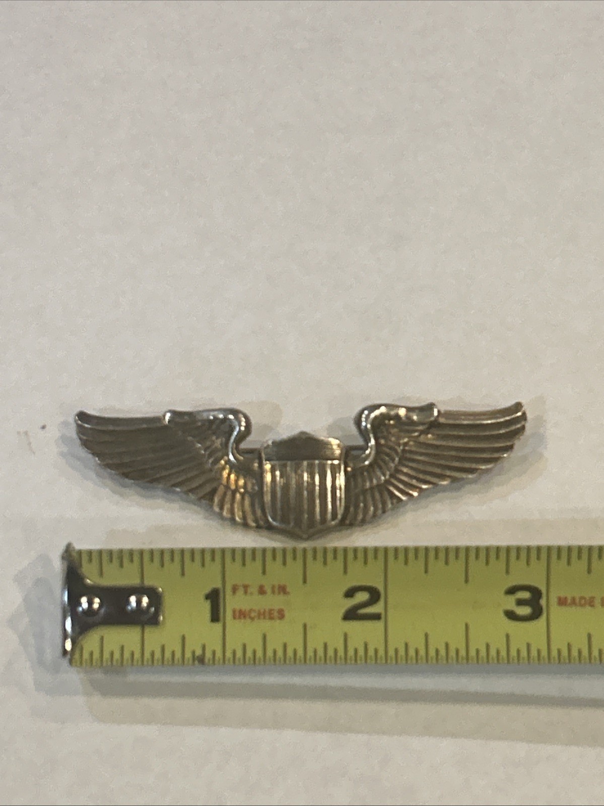 WWII USAAF Pilot Wings 3" Sterling Silver Army Air Forces Aviator Pin By Amcraft