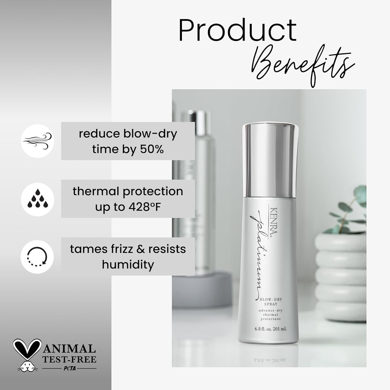 Kenra Platinum Blow-Dry Spray Detangles Smooths Softens - 6.8oz - 2 Pack