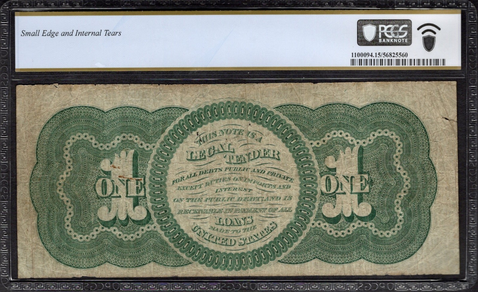 1862 $1 Legal Tender PCGS 15 Fr.16c Item #56825560