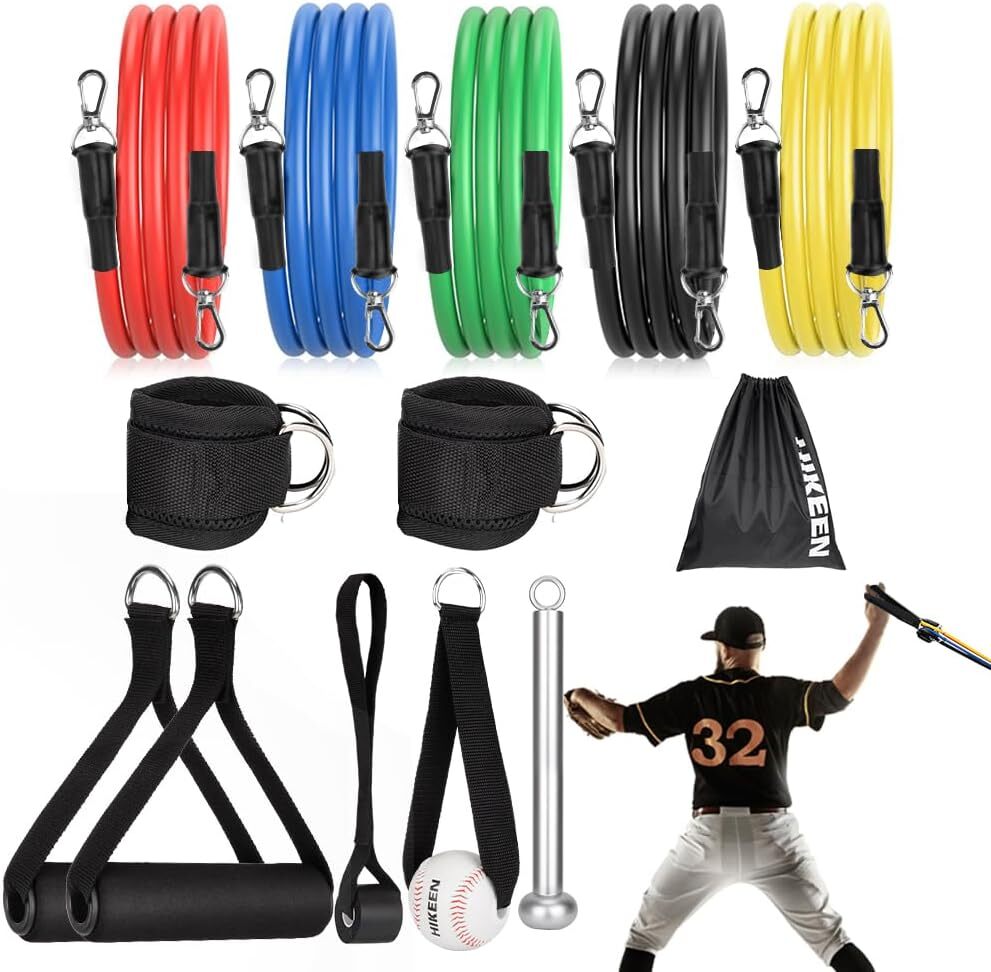 Resistance Bands-Baseball Pitching Trainer w/ Interchangeable Grips Arm Strength