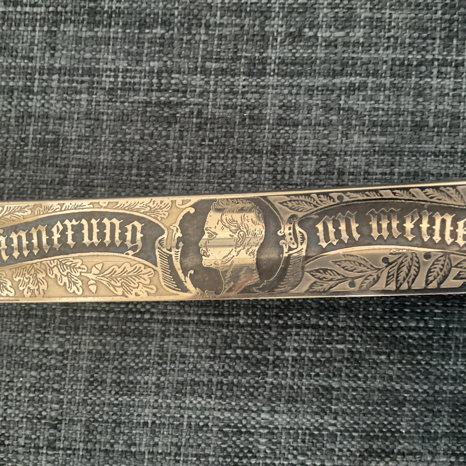 Rare dedication engraved and blued blade German Empire train basket hilt saber