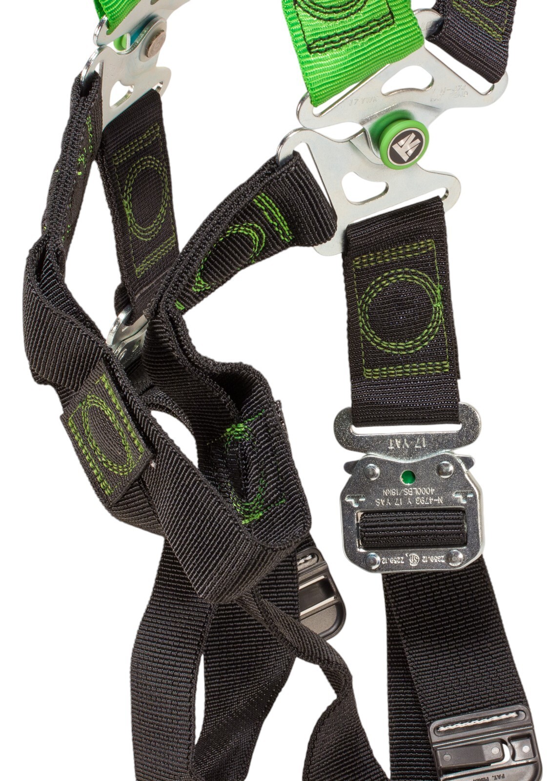 Miller Revolution Harness XS Green Python Webbing Quick Connect Leg Buckles