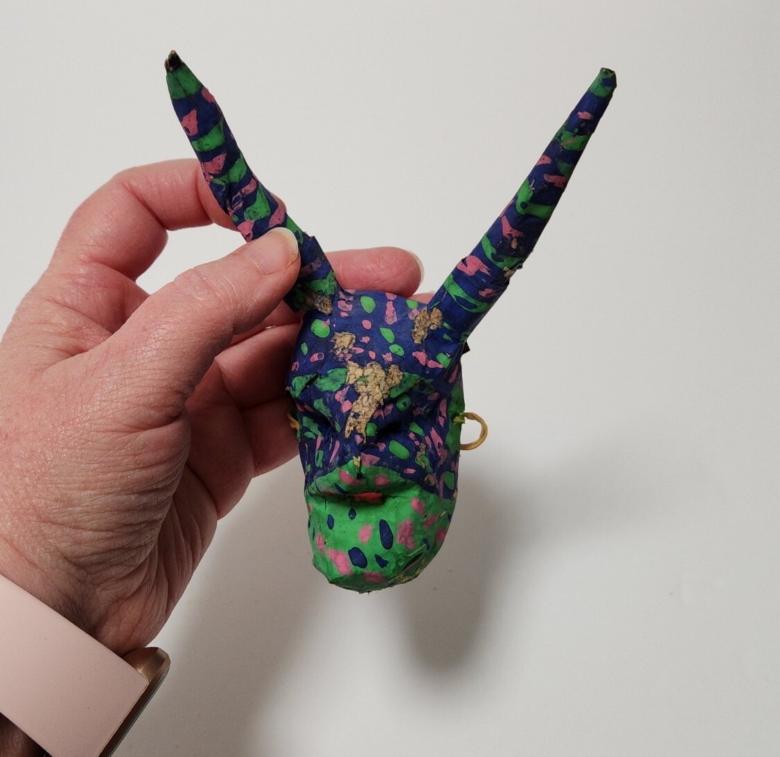 Vintage Artist Made Hand Made Paper Mache Mask Mexico Folk Art