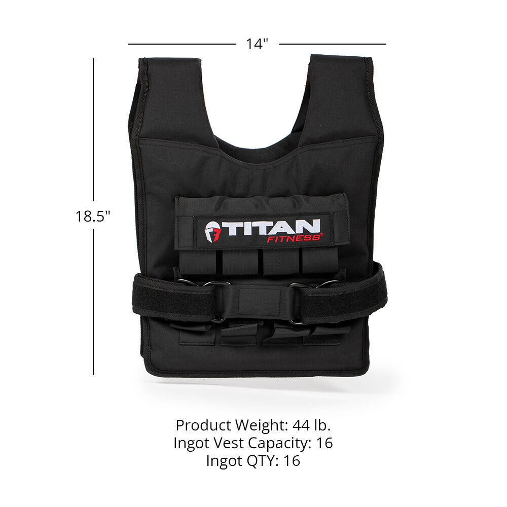 Titan Fitness Elite Series 40 LB Adjustable Weight Vest, (16) 2.5 LB Ingots