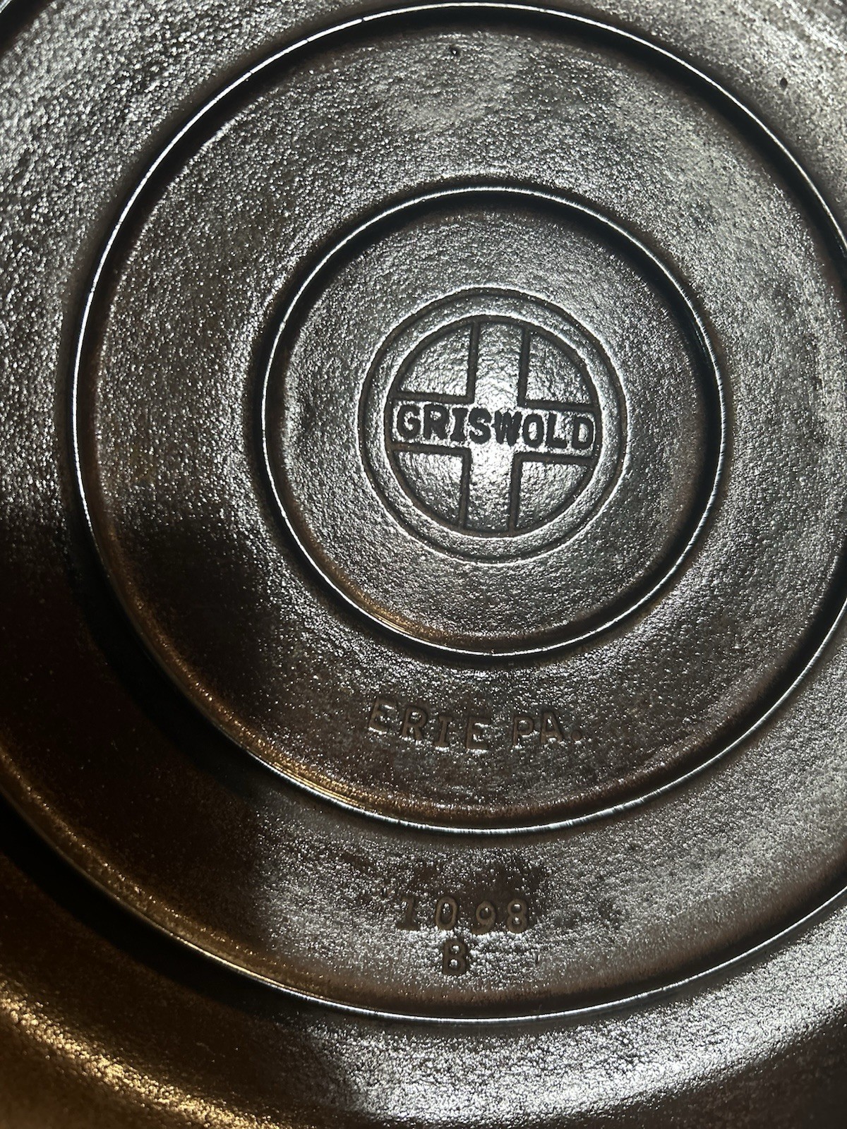 Vintage Griswold #8 Deep Cast Iron Chicken Fryer 777B Skillet w/ 1098B Lid -FLAT