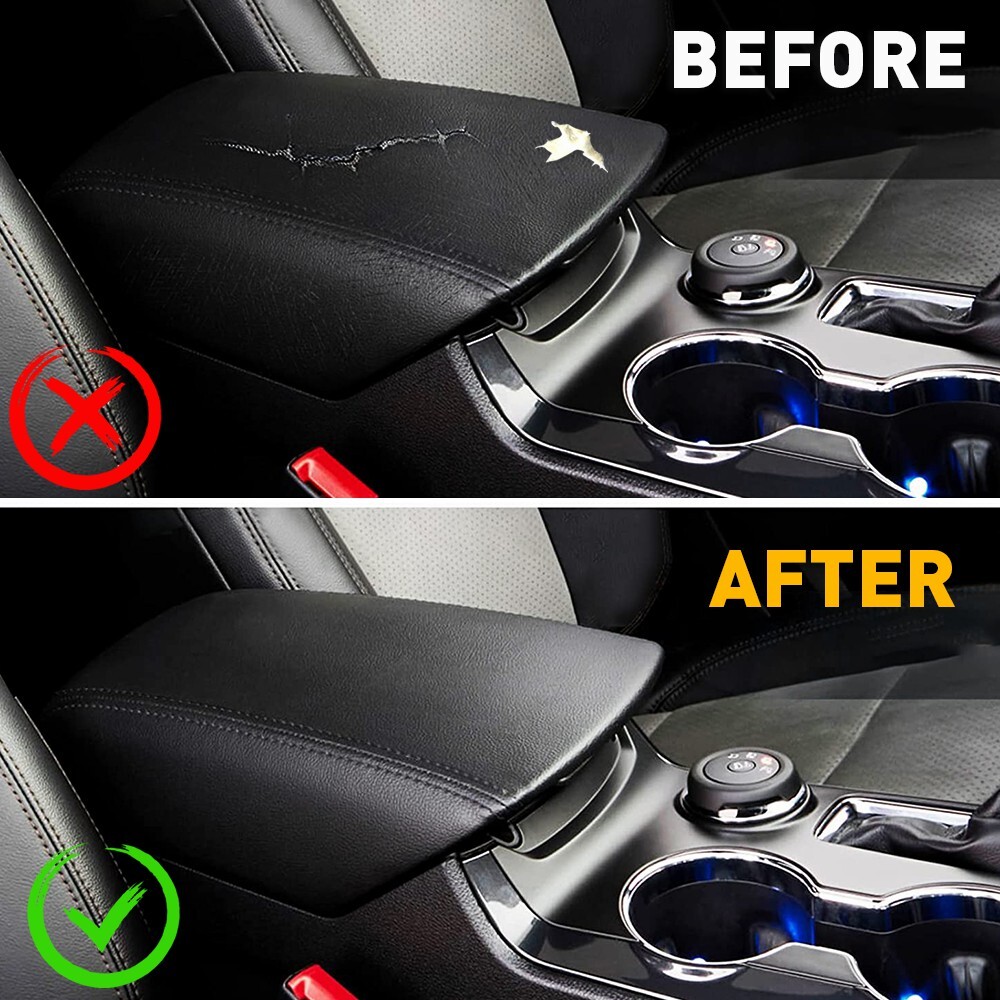 Leather Center Console Armrest Lid Cover For Ford Explorer 2011-2018 Black