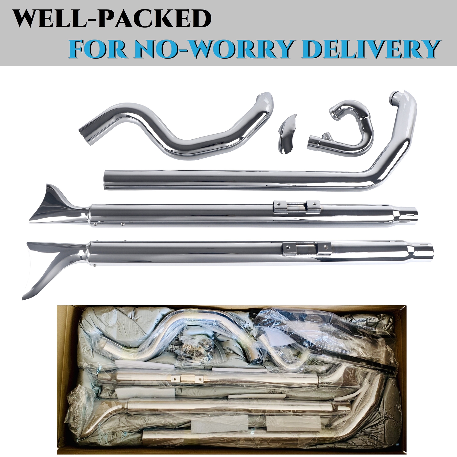 SHARKROAD True Duals With Fishtail Mufflers for Harley Softail 2000-2017