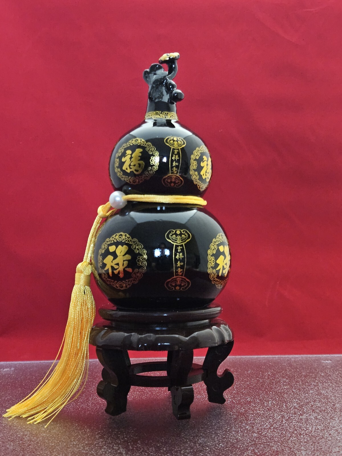 Natural Dark Jade Mount Taishan Gourd Feng Shui Good Luck Ornament Healing 3+LB