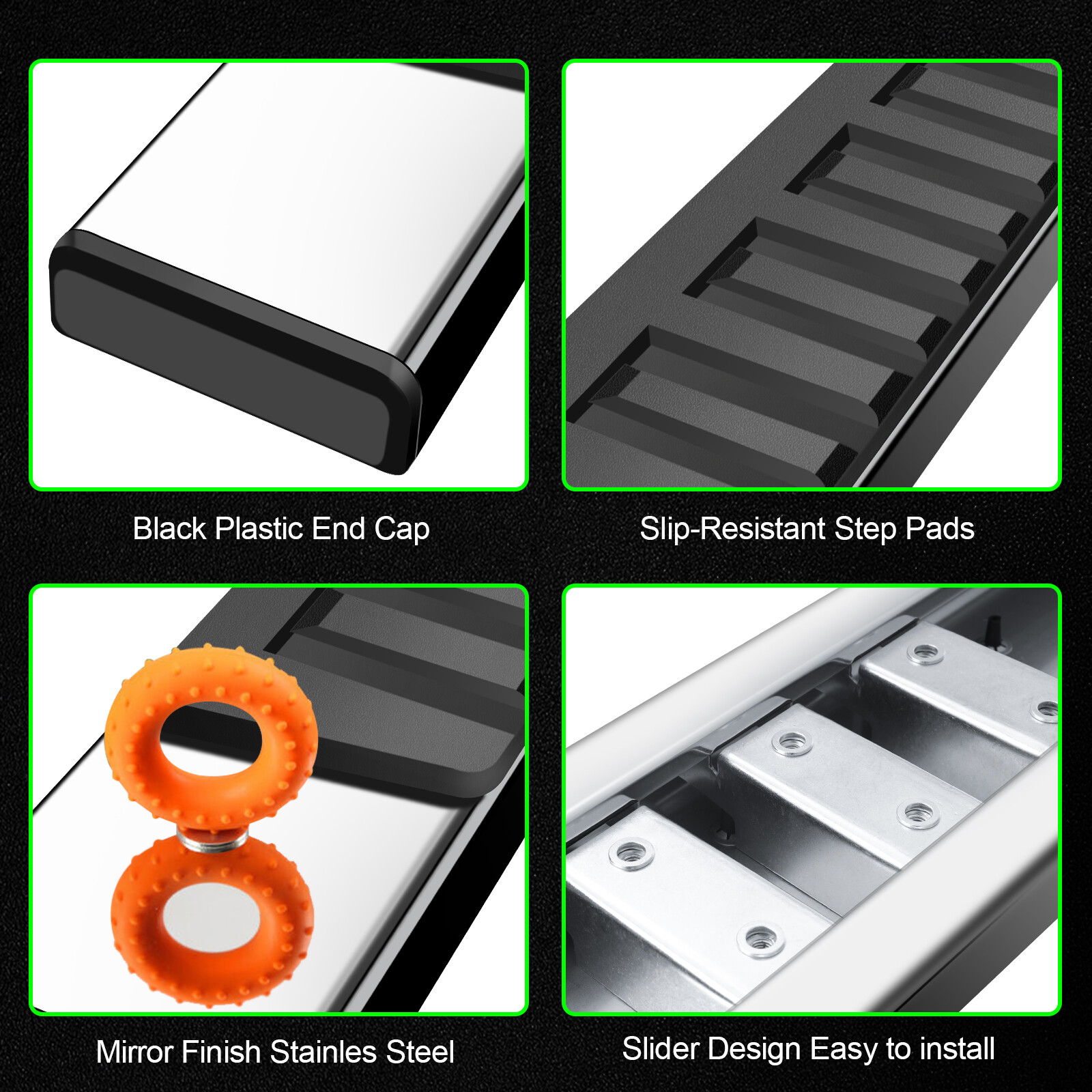 6" For 2019-2024 Silverado/GMC Sierra Crew Cab Nerf Bar Running Board Side Step