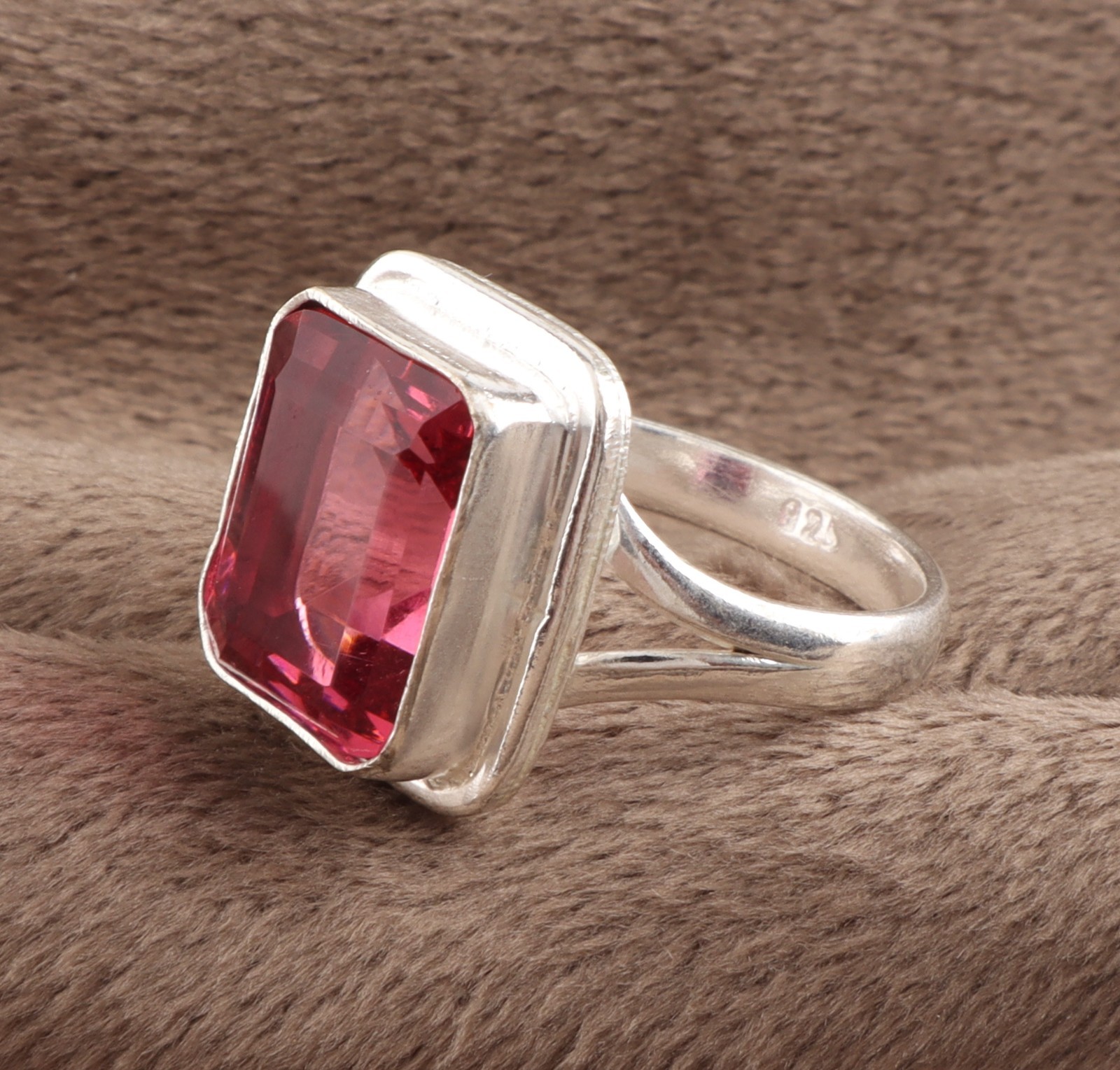 Pink Tourmaline Gemstone 925 Sterling Silver Handmade Jewelry Ring All Size