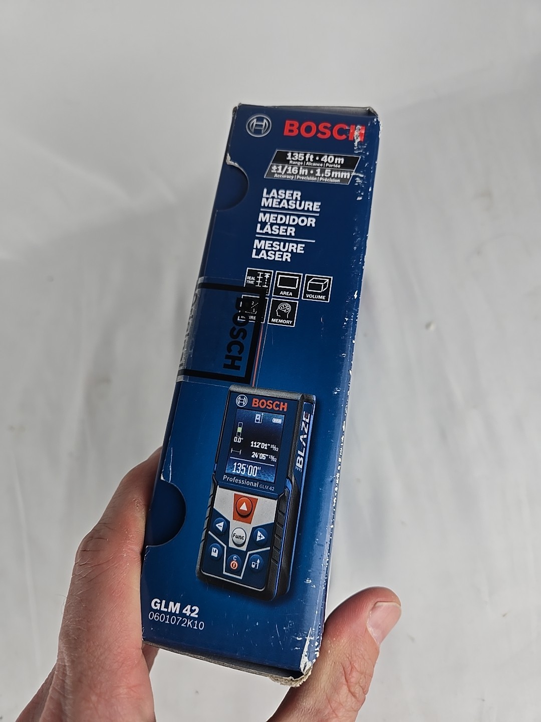 Bosch GLM 42 Blaze Laser Measure NIB Sealed 135 Ft Range Open Box