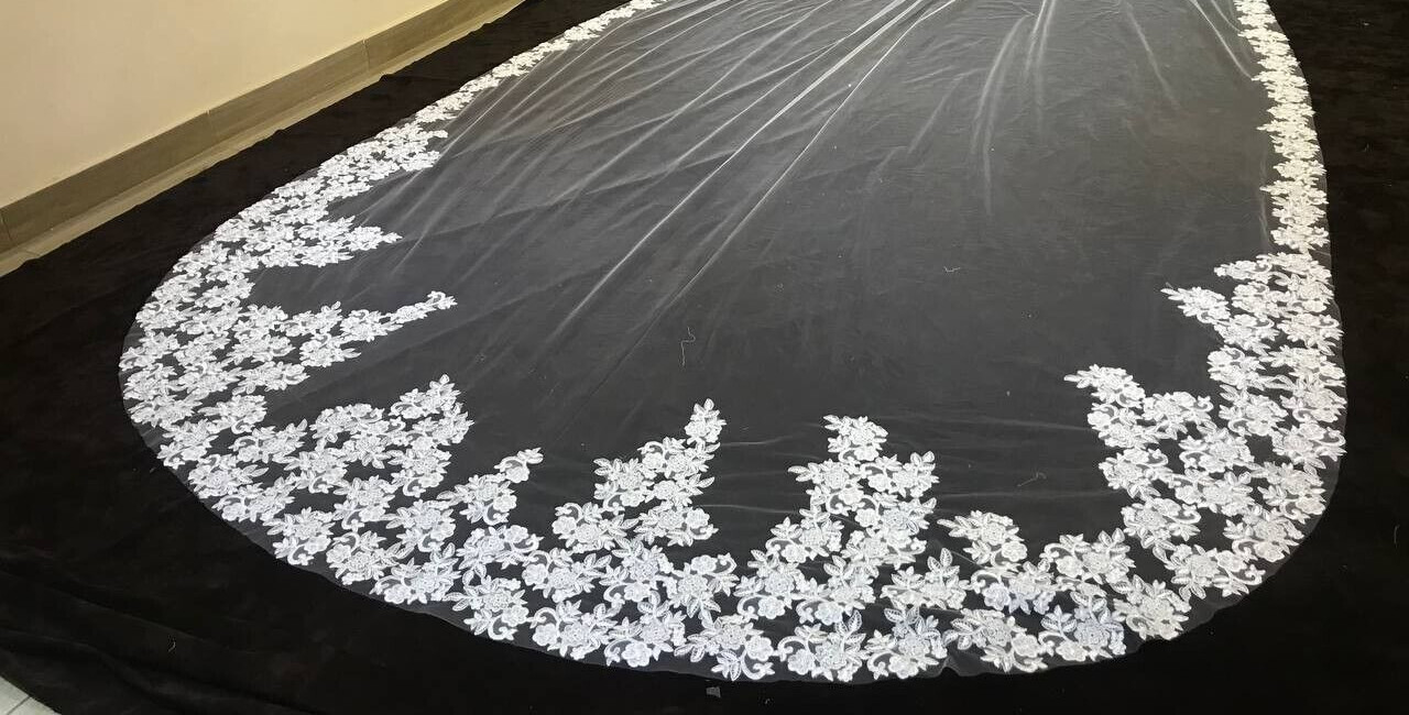 bridal veil lace edge 5 meters length 1 tier Embroidery lace veil