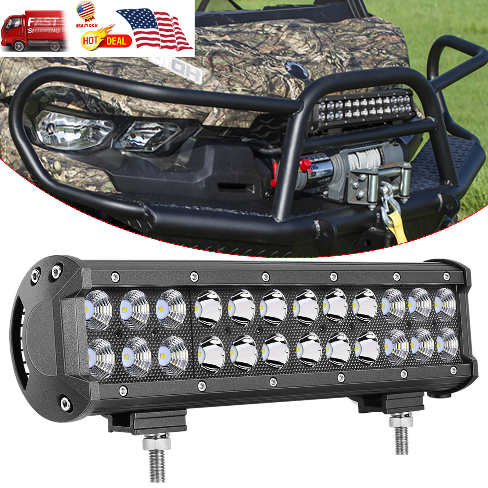 12" Inch LED Light Bar Spot Flood Combo Work Driving Off Road SUV ATV Truck UTV