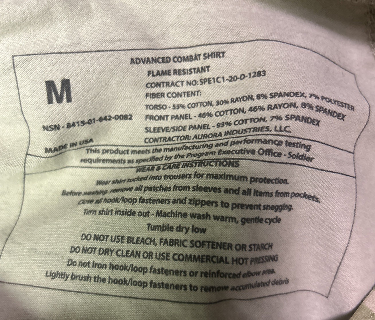 NEW* Army Combat Shirt Type II Flame Resistant ACS FR Multicam OCP size MEDIUM