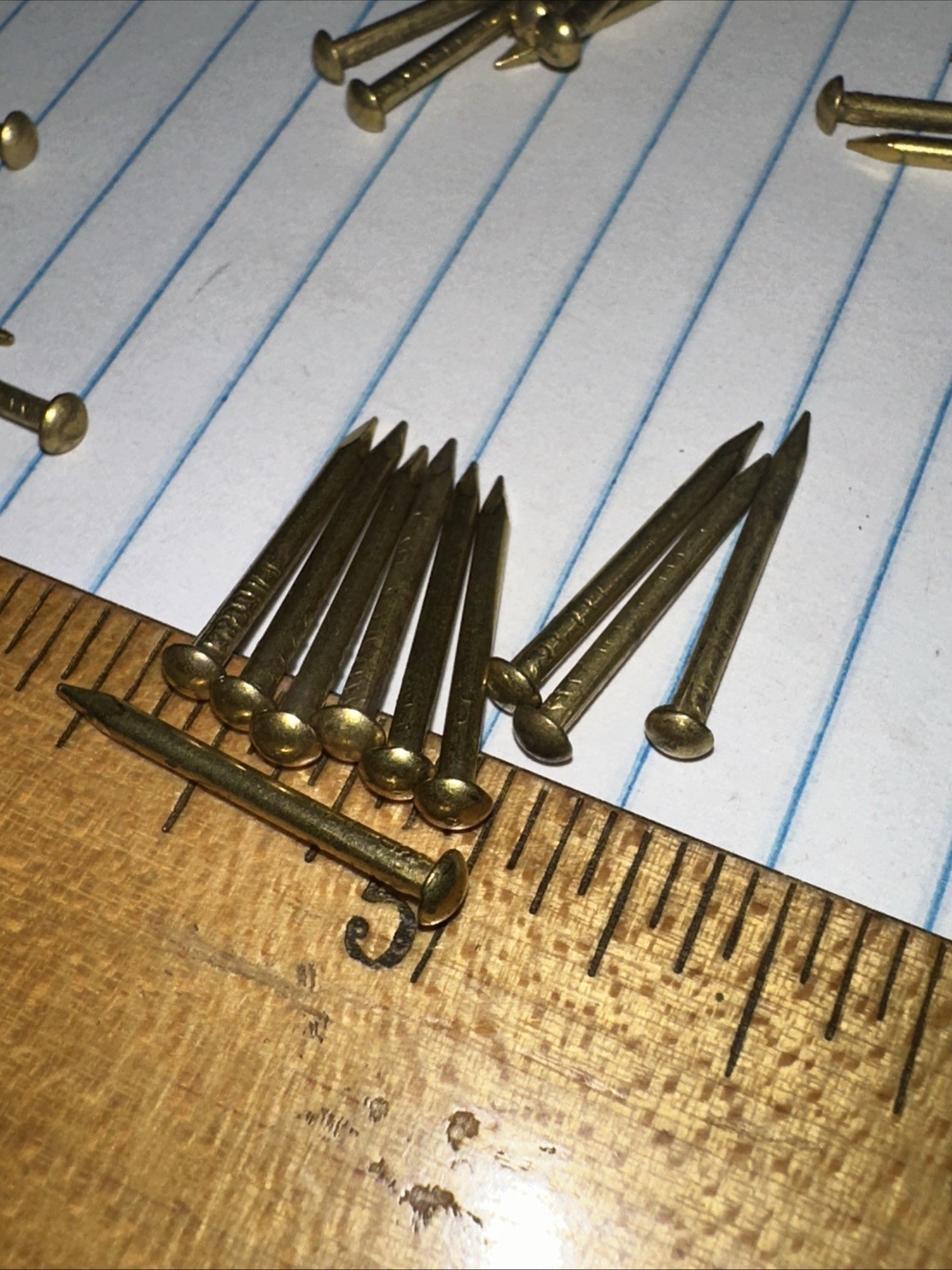 SOLID BRASS FINISH NAILS Vintage 120 Total! Domed Head