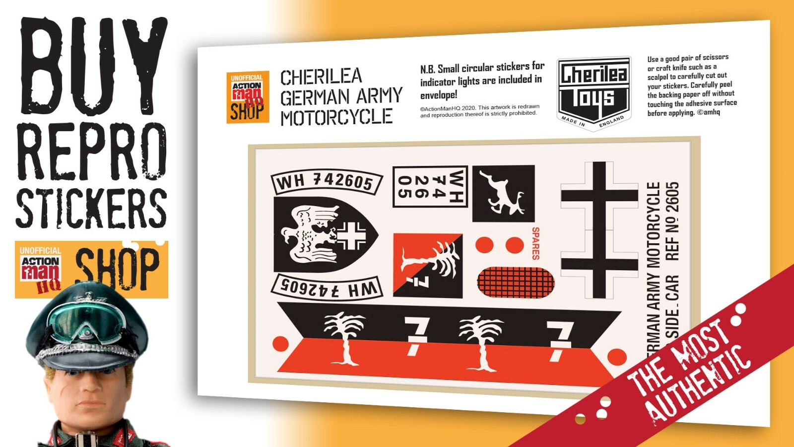 Action Man Cherilea German Motorcycle Combination Stickers