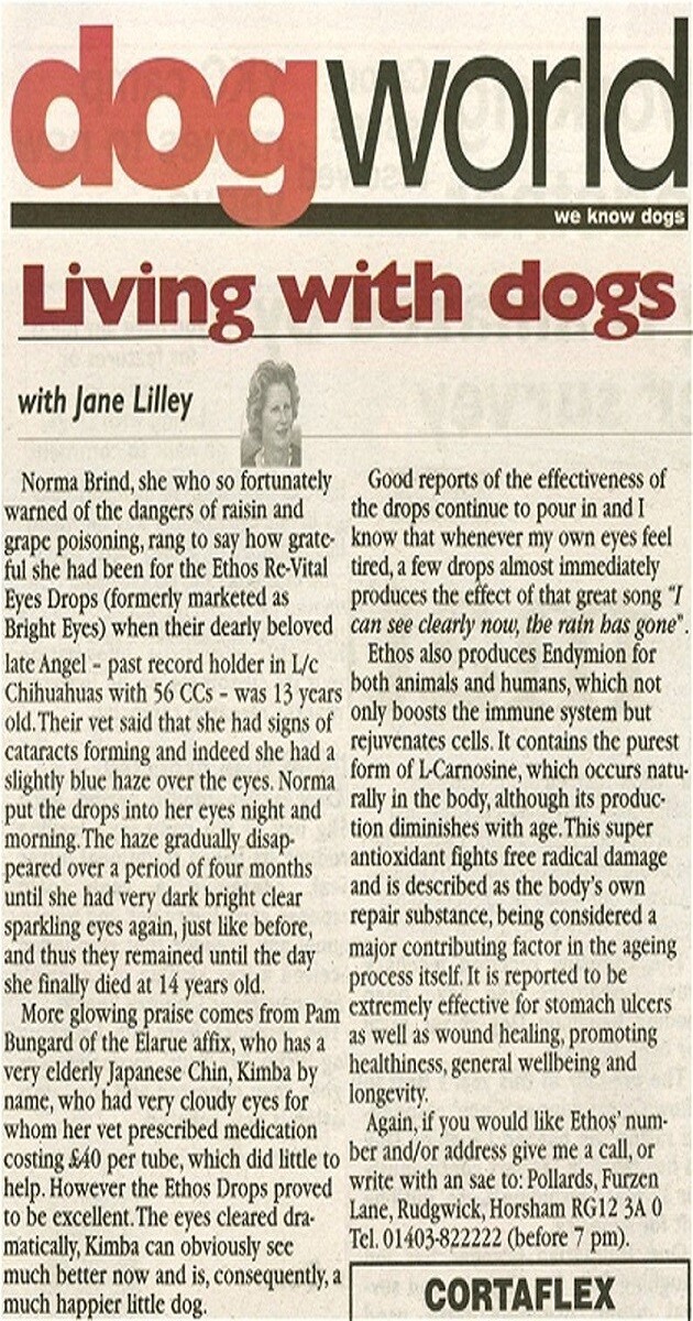 Dog Eye Drops for Cataracts Ethos Pets Bright Eyes 1 x Box 10ml FREE POSTAGE