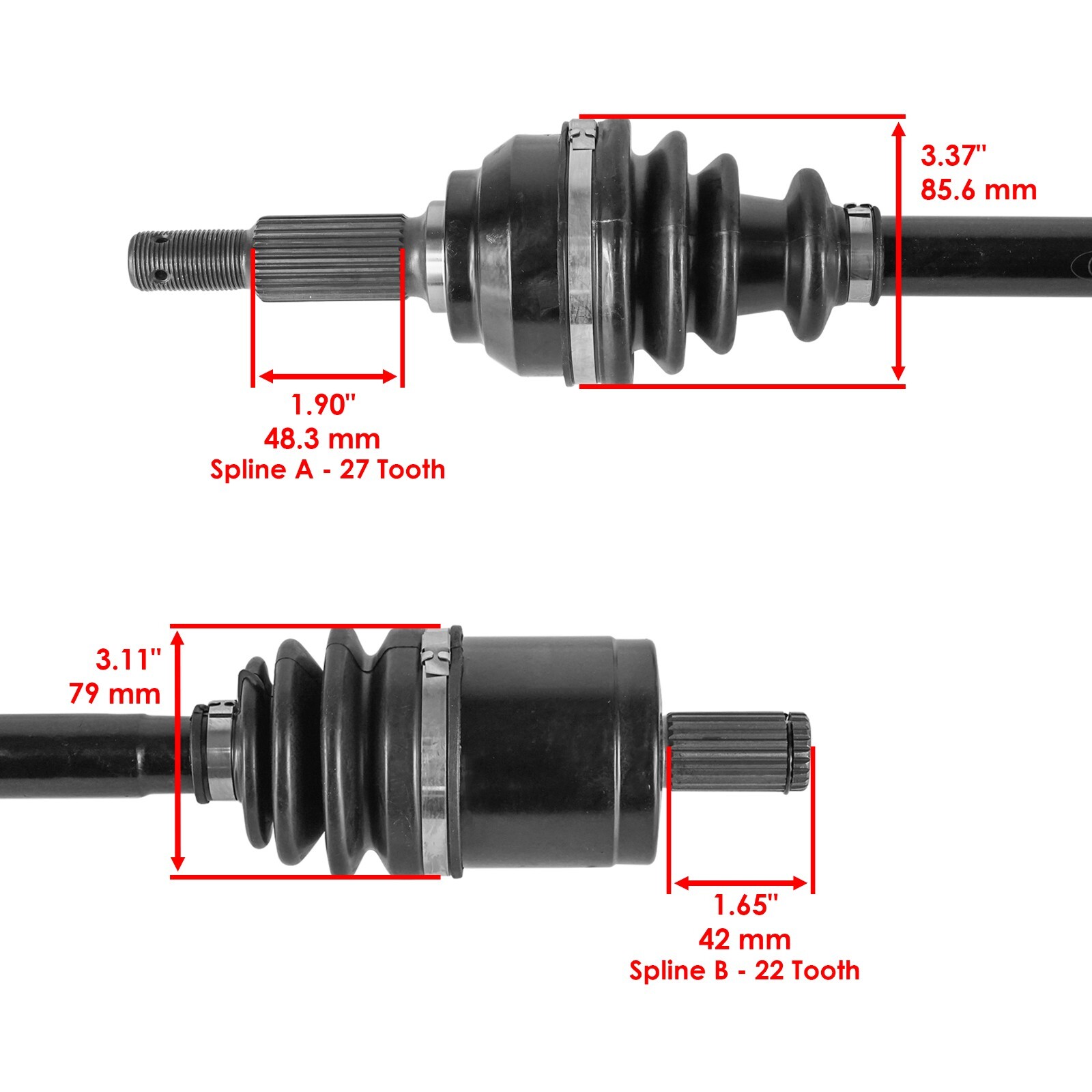 Front CV Axles For John Deere 4X4 Trail HPX (Gas) (040001 - 090000) Left/Right