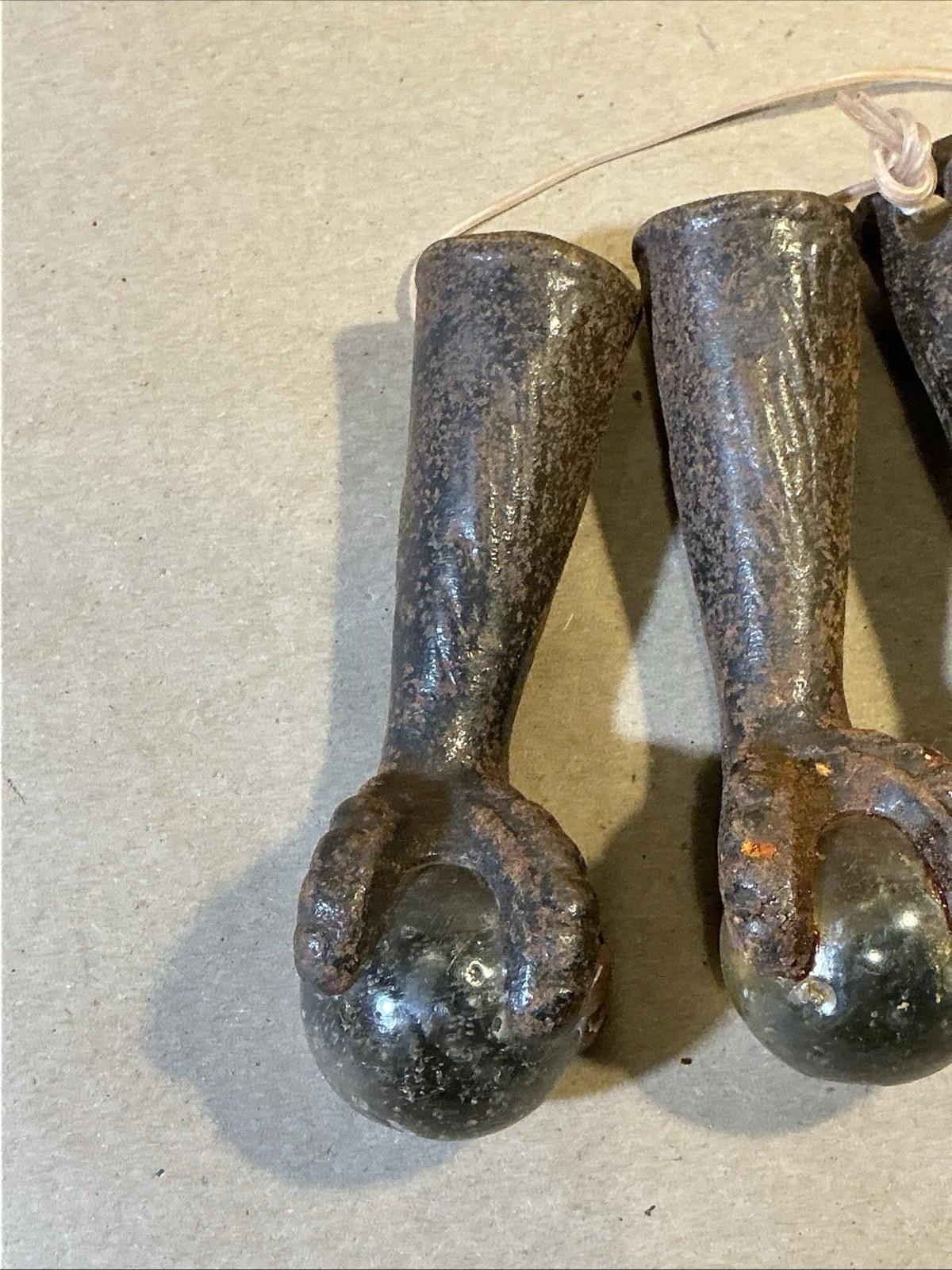 Set Of 4 Antique Cast Iron Glass Ball Table Feet Claw Feet As Is INV-AD60