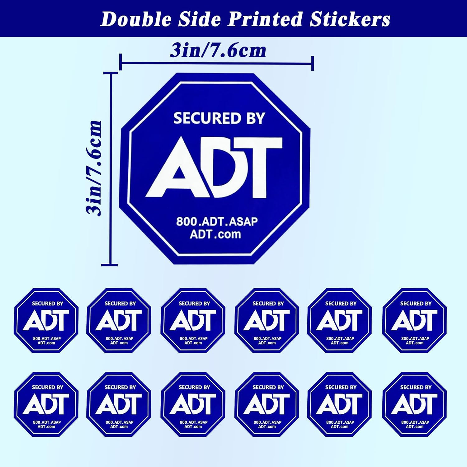 12 Pack ADT Security Stickers, Double-Sided ADT Security Decals,Hd Printed Secur