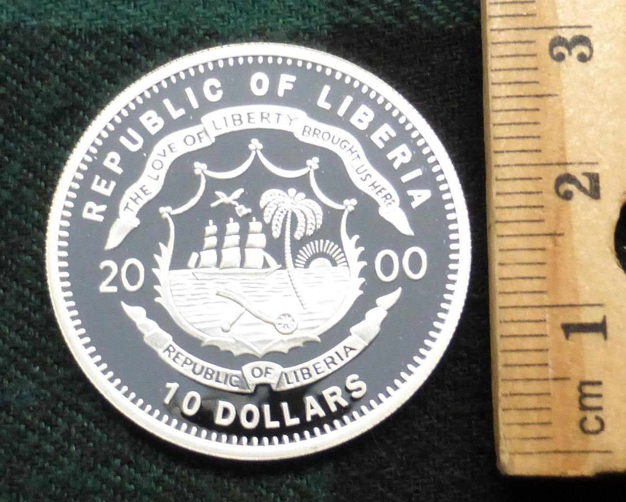 .999 Fine Silver 2000 Battle of Gettysburg Republic of Liberia $10 Coin, Proof