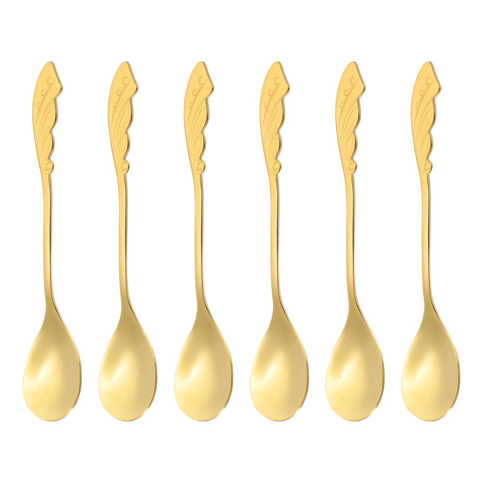 6pcs Coffee Spoons, Wings Tea Spoons Stainless Steel, Gold
