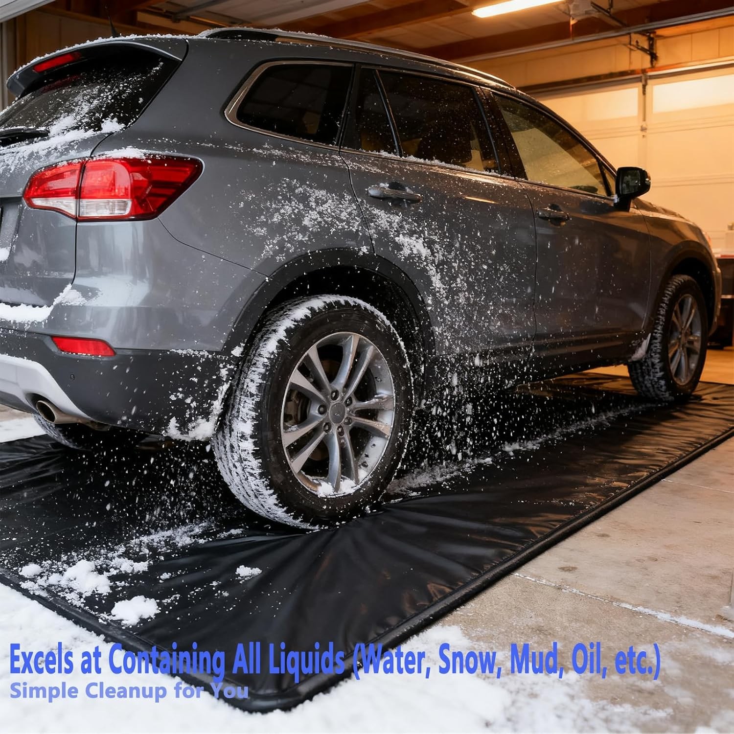 MOPHOTO Containment Garage Floor Mat Under Car HeavyDuty WaterproofGarage Carpet