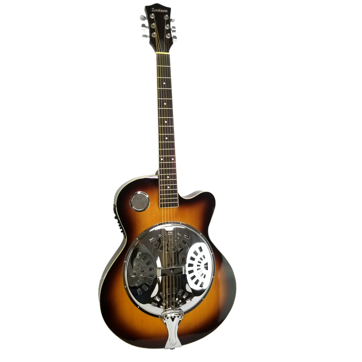 Zenison Steel Pan Acoustic Electric Resonator Guitar Single Cutaway Sunburst