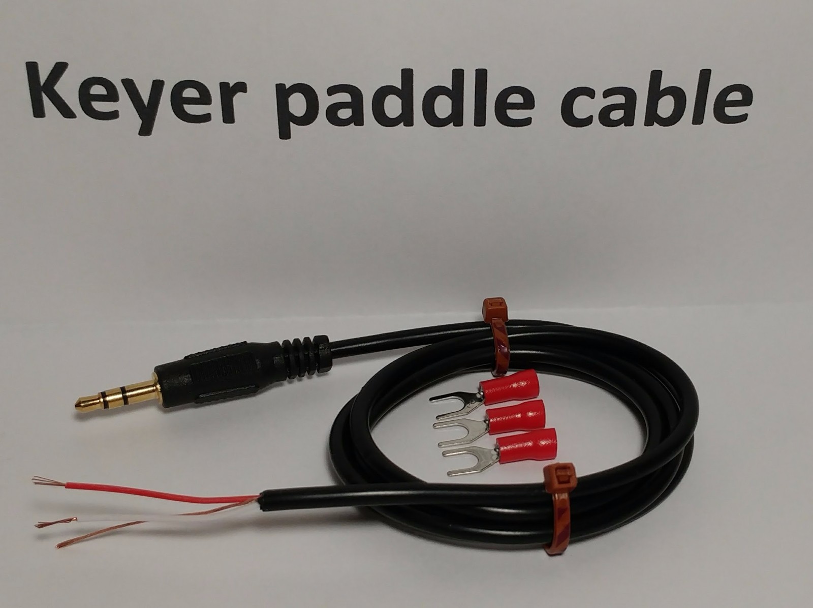 CW Keyer paddle Cable 3 feet, 1/8" (3.5mm) Plug, Gold STRAIGHT KEY Morse code