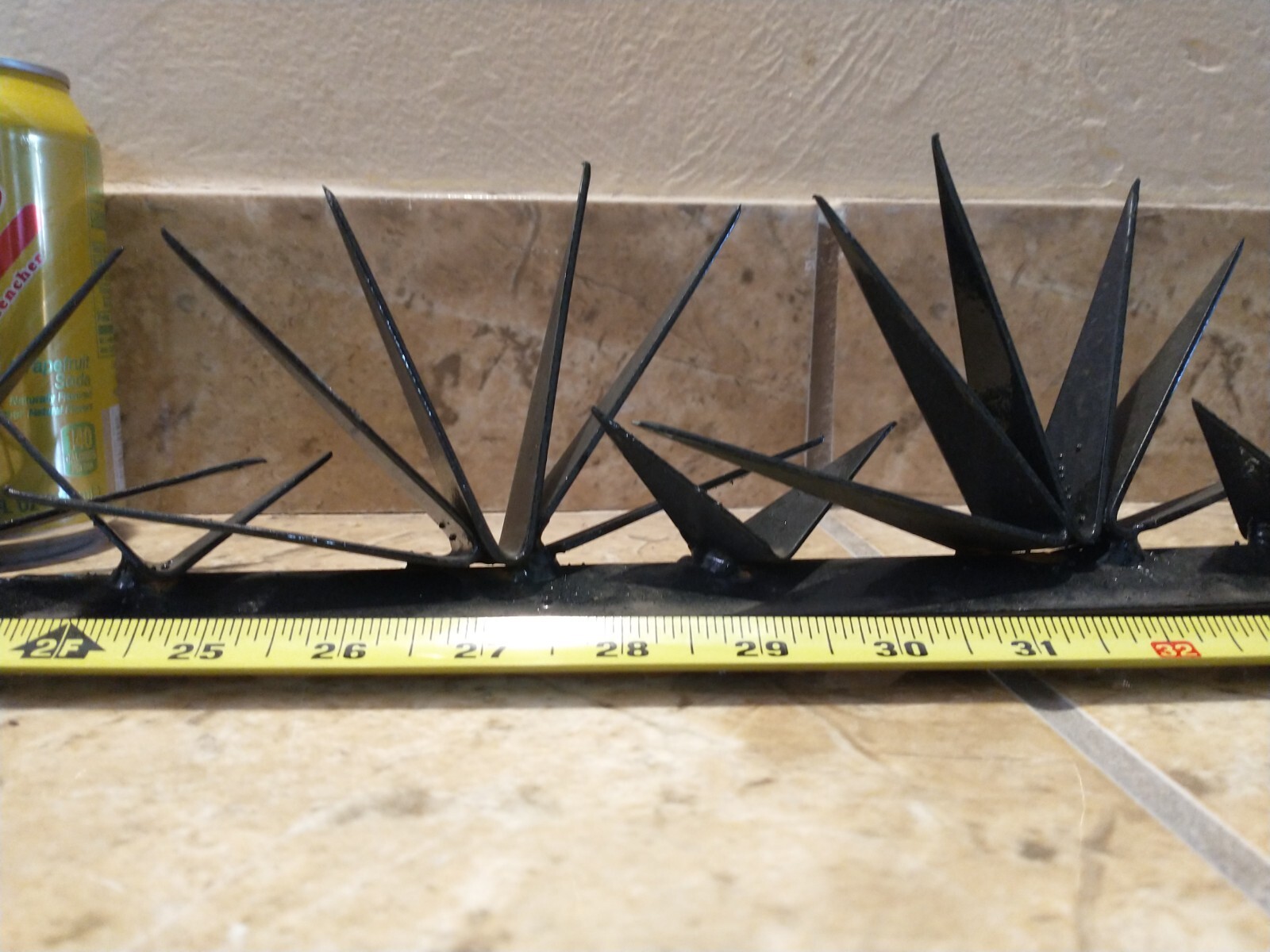 5 pc Steel Security Wall Spikes, Anti-Climb Metal 16.25 ft long total, 4" tall