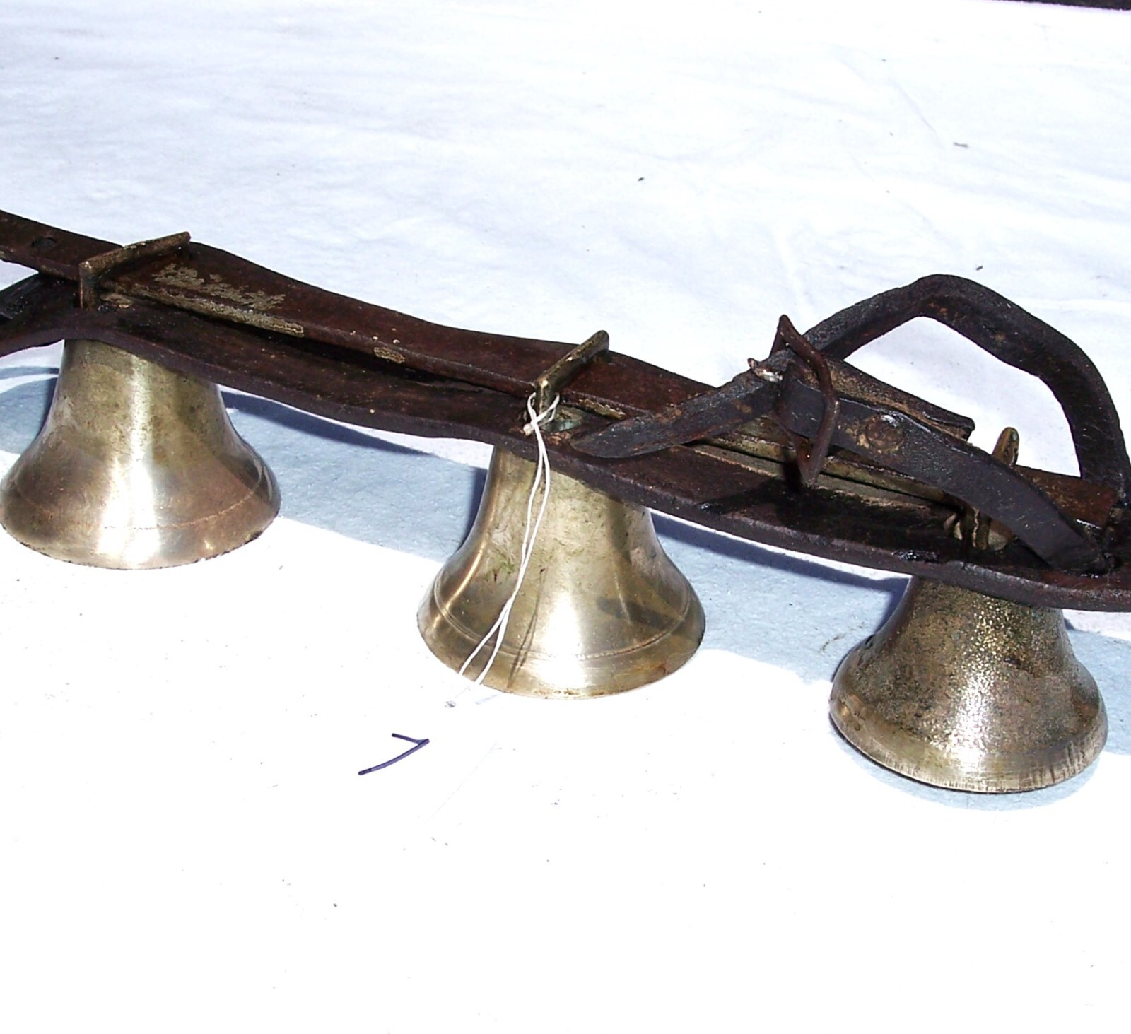 Antique Shaft Sleigh Three Bells Horse Driving Harness Carriage #7