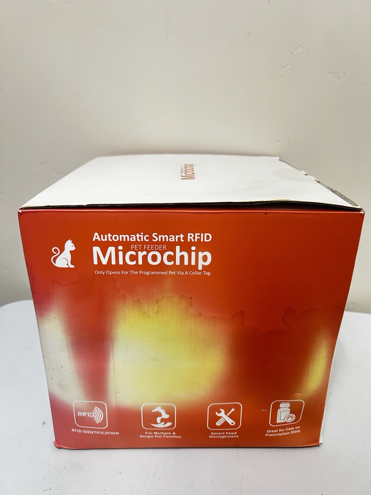 FurBabyFeeder Sphere Automatic Microchip Pet Feeder Locking Doors Orange NOB