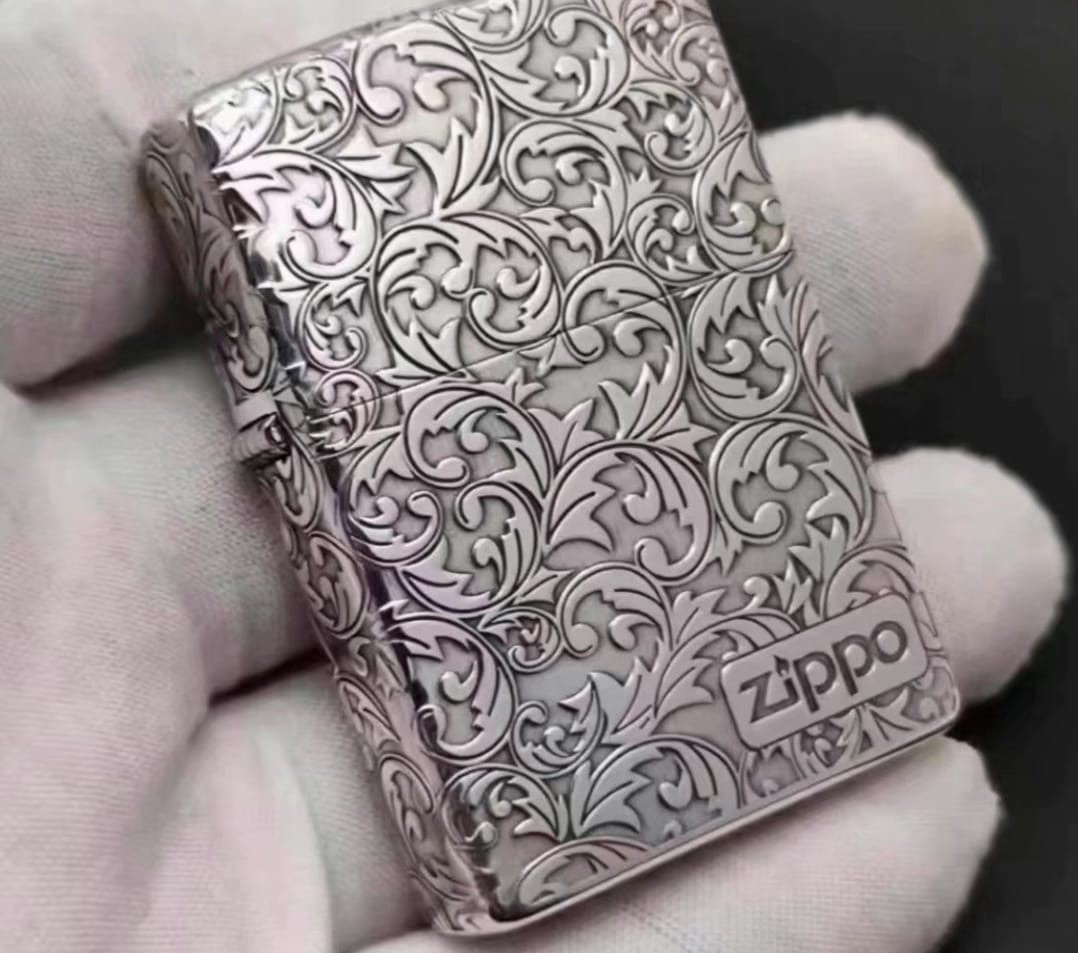 5 Sides Silver Flower Leaves Lighter In A New Box