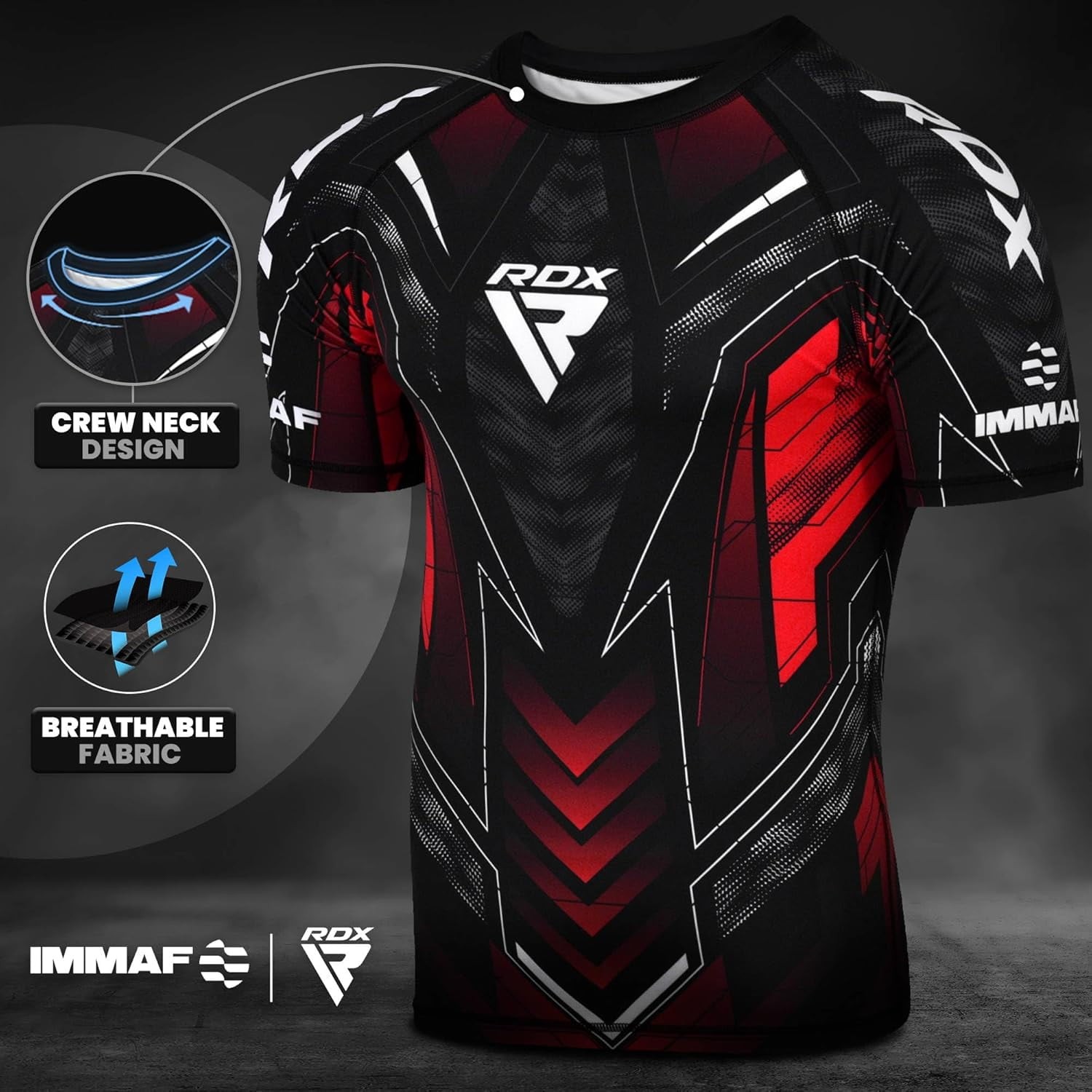 RDX IMMAF Approved Half Sleeves Compression T-Shirt Athletic Flexible Men Shirt