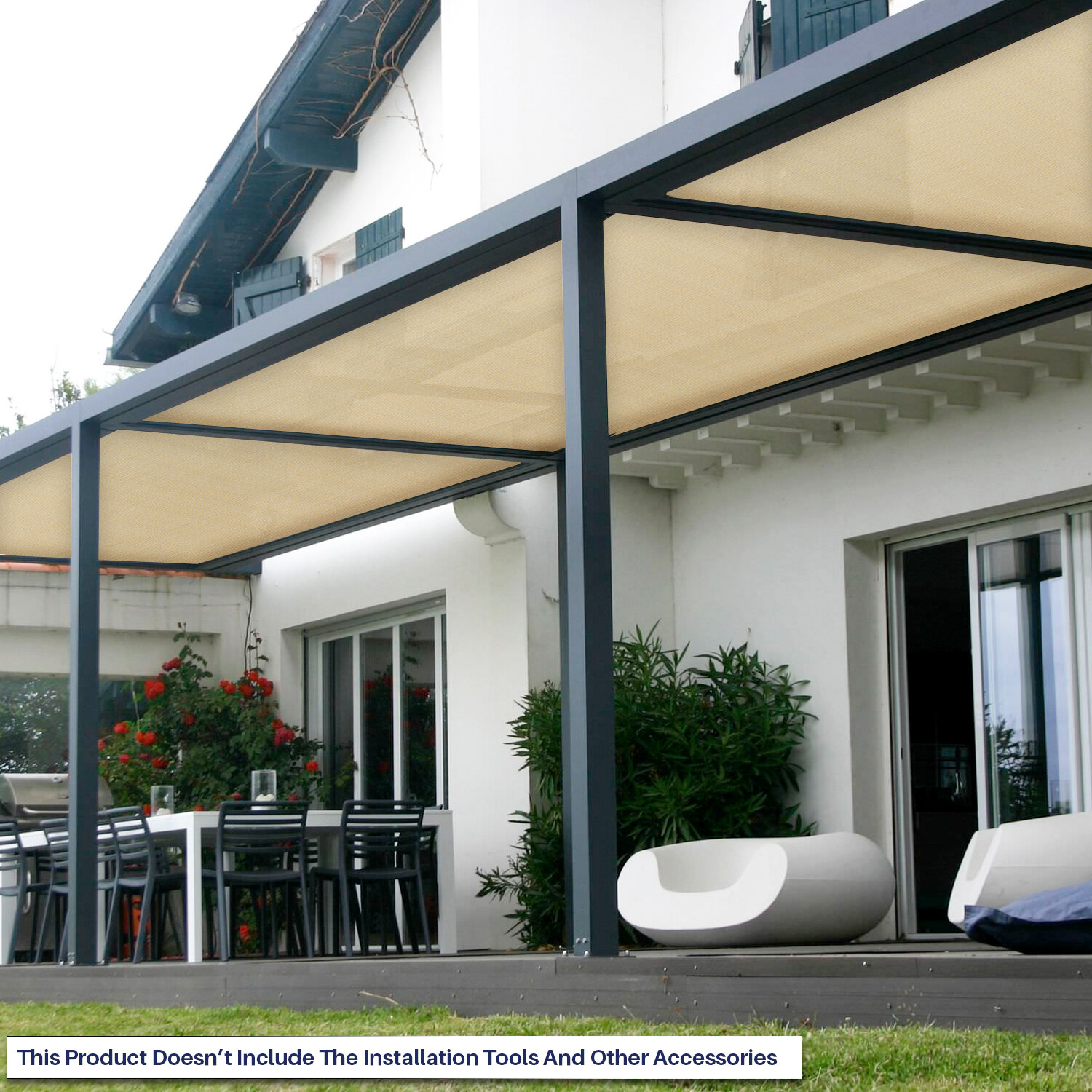 8ft Fabric Roll Sun Shade Cloth UV Awning Yard Patio Privacy Fence Screen Beige