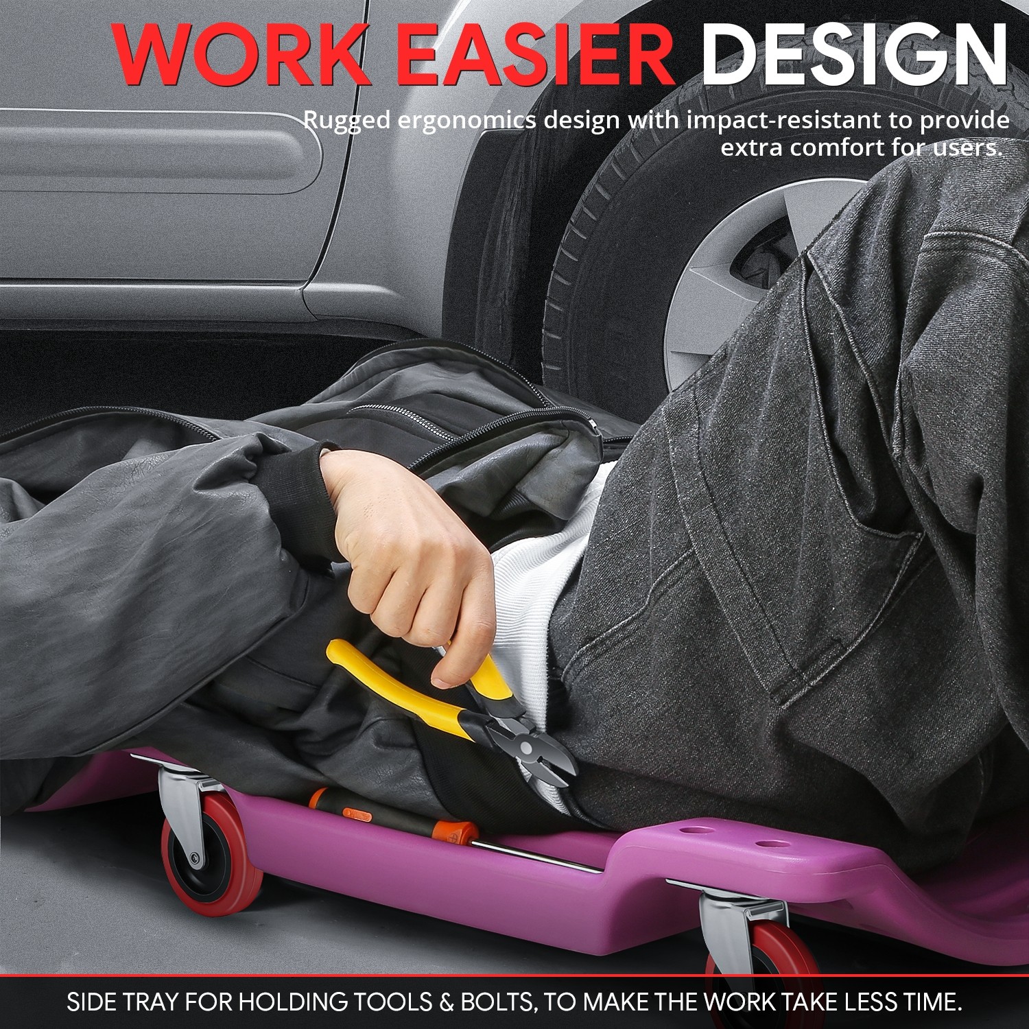 Low Profile 36" Rolling Garage Mechanic Repair Creeper w/6 Swivel Casters Purple