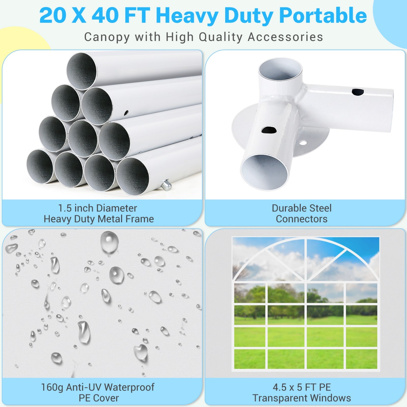 20'x40'、20'x30'\10x30' Outdoor Party Tent Heavy Duty Wedding Event Gazebo Canopy