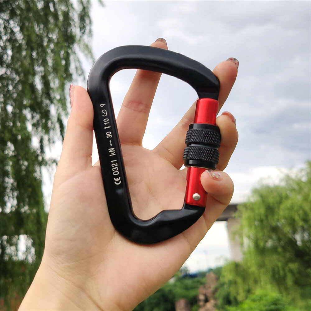 30KN Heavy Duty Screwgate Locking Carabiner D-Ring Clip Hook for Climbing Caving
