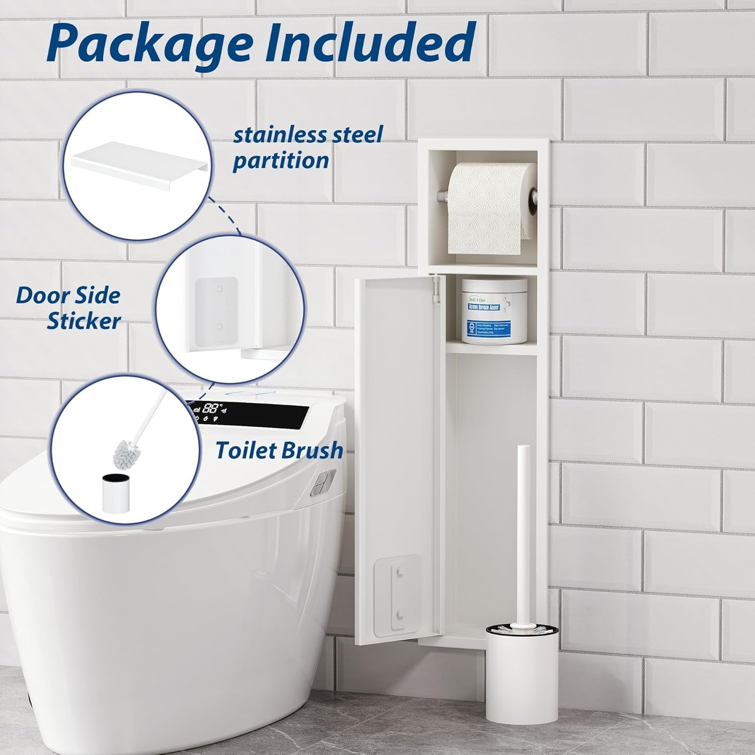 Recessed Toilet Brush Holder SUS304 Stainless Steel Rustproof Recessed Toilet