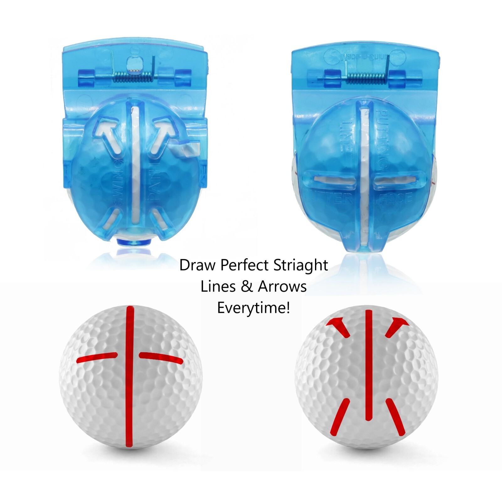 Golf Ball Marker Line Drawing Alignment Tool Kit with Marker Set and Carry Case