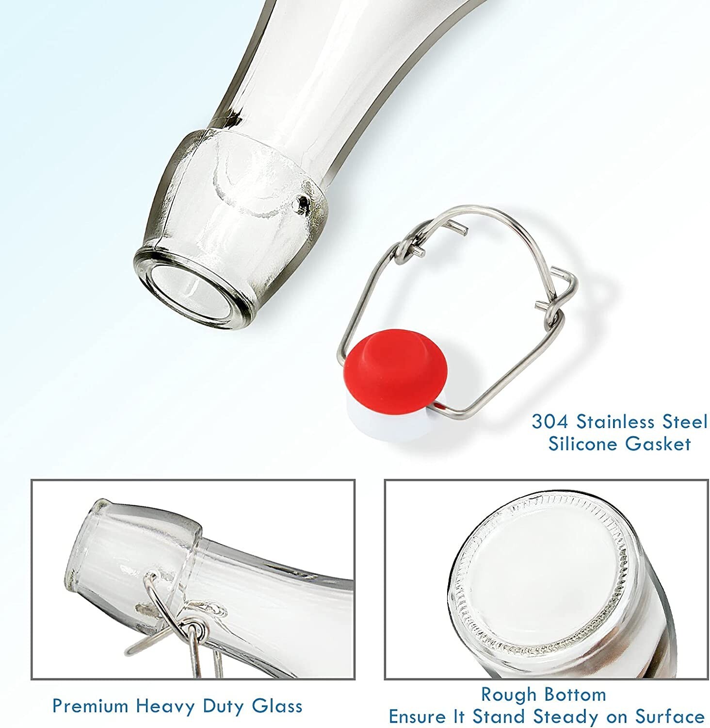 6 Swing Cap Glass Bottles Kombucha Beer Water Brewing Silicone Tight Seal 12Oz