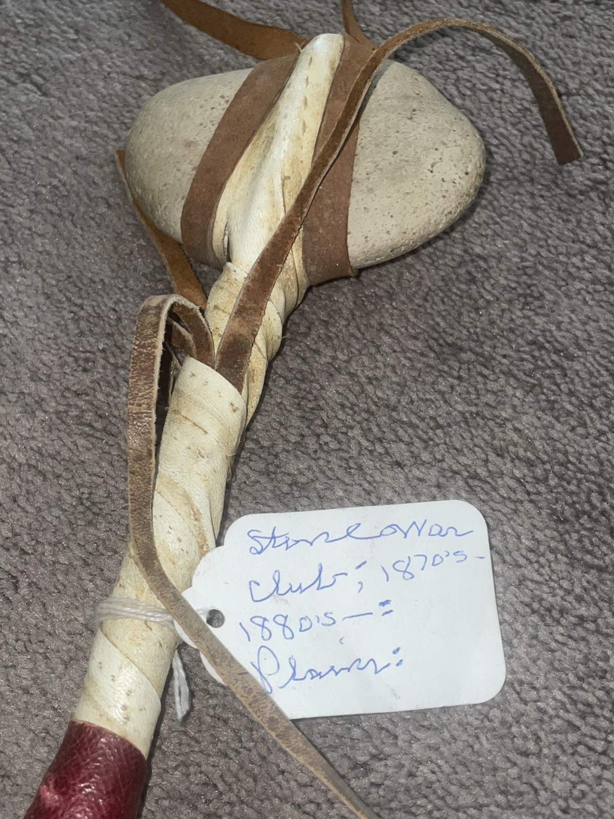 Antique 1870/80s Native American Indian Stone War Club Skull Crusher Estate Find